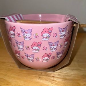 Kuromi & My Melody bowl w chopstick